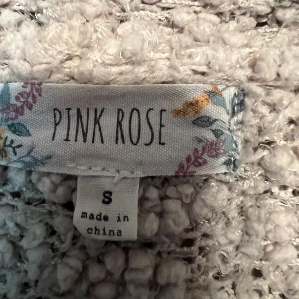 Pink Rose Cream Open-Front Sweater